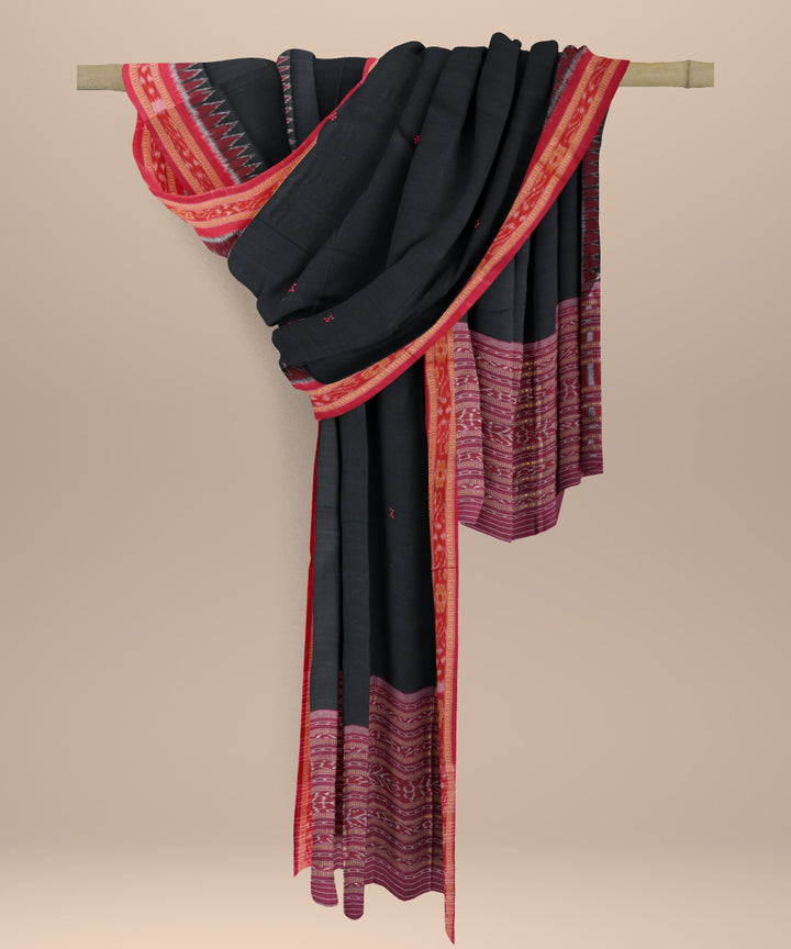 Black maroon cotton handloom sambalpuri dupatta