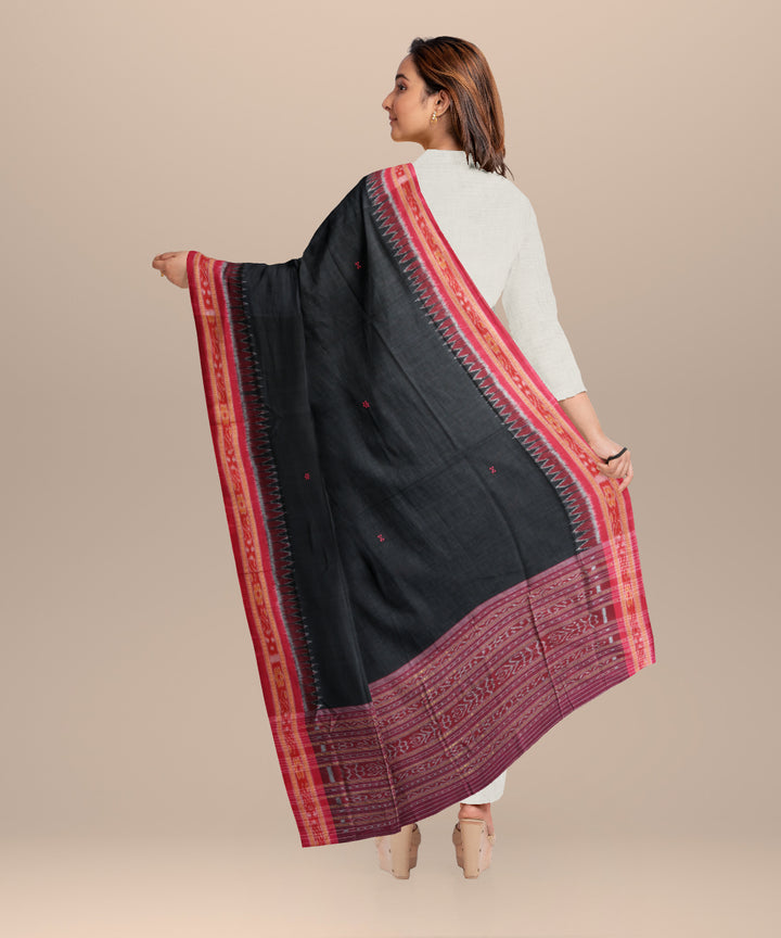 Black maroon cotton handloom sambalpuri dupatta