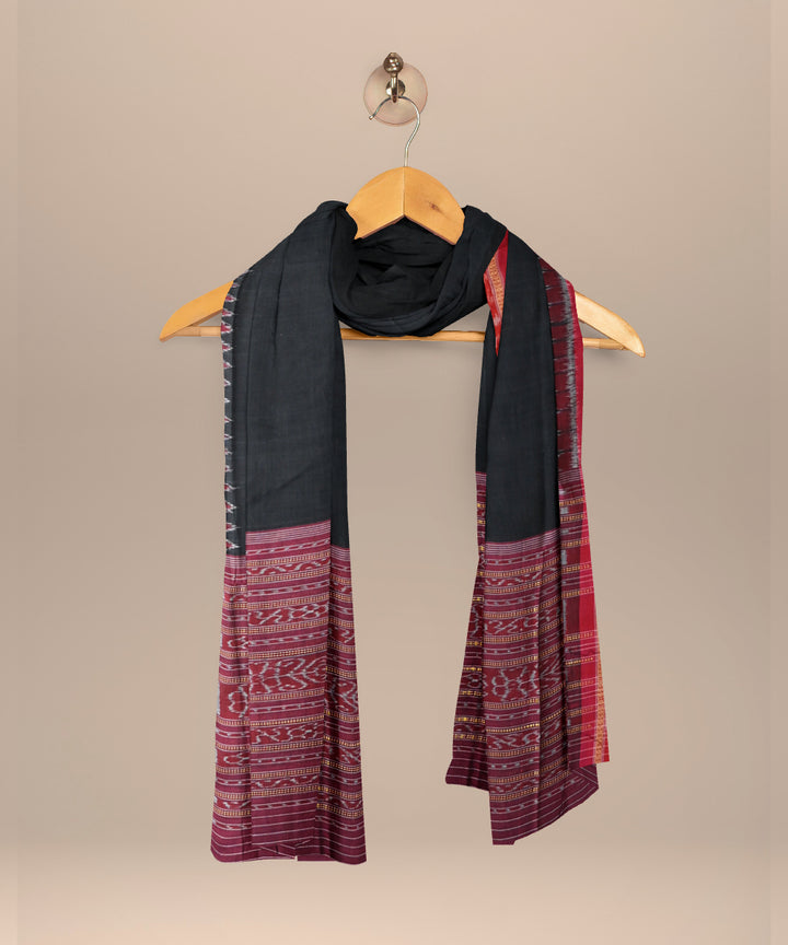 Black maroon cotton handloom sambalpuri dupatta