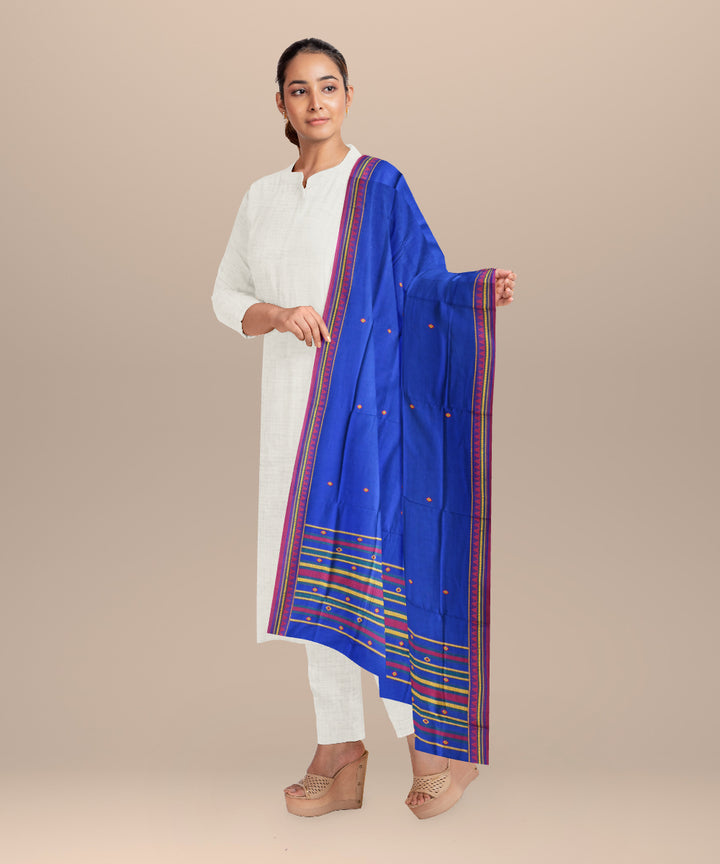 Sky blue pink cotton handloom sonepur dupatta