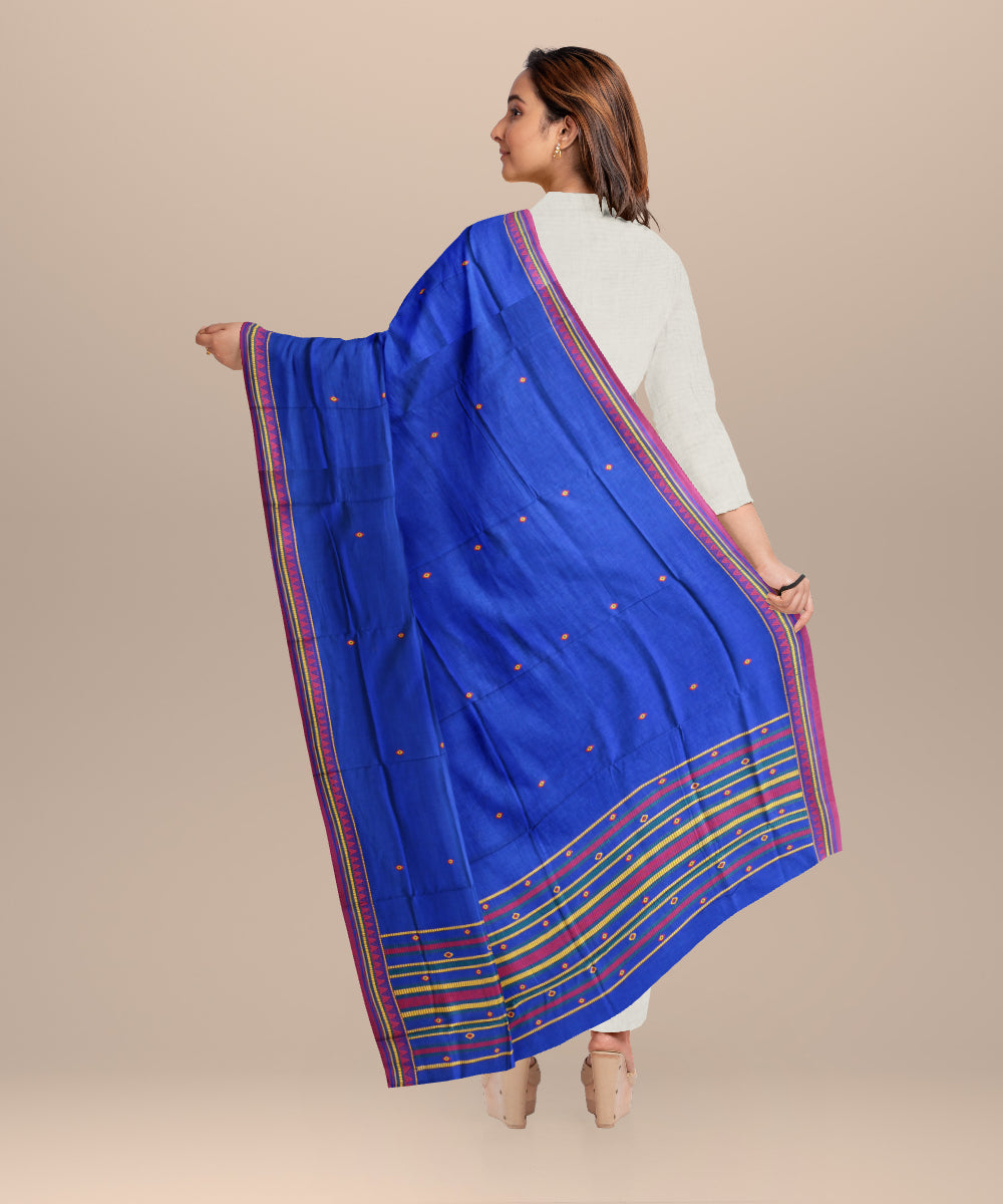 Sky blue pink cotton handloom sonepur dupatta