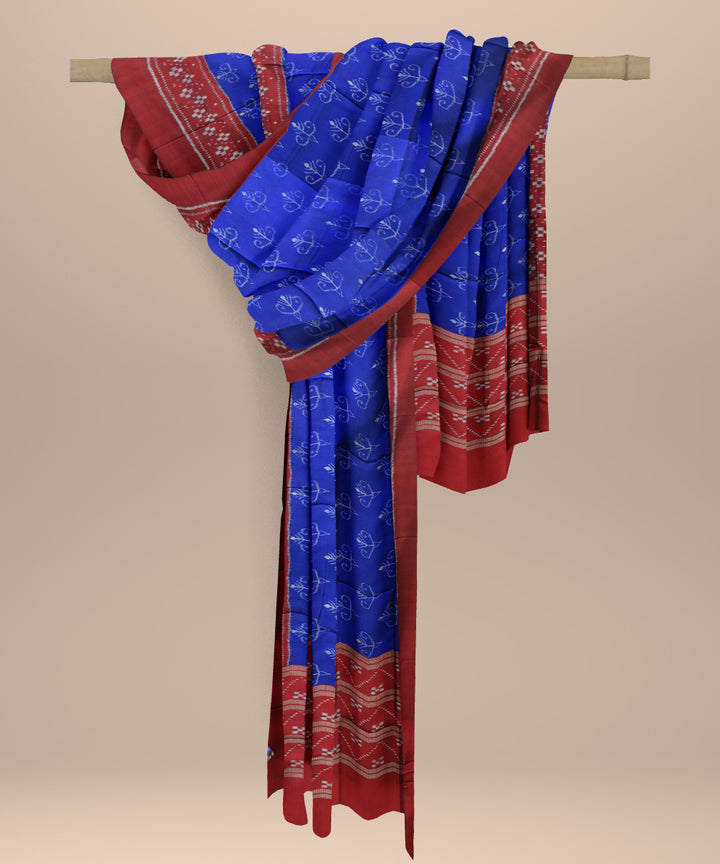 Cyan blue maroon silk handloom sambalpuri dupatta