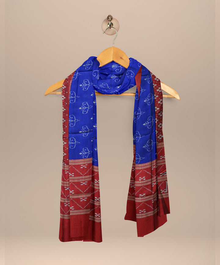Cyan blue maroon silk handloom sambalpuri dupatta