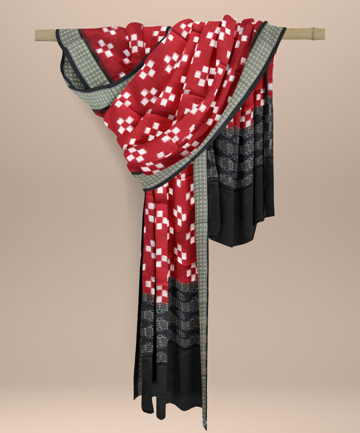 Red black silk handloom sambalpuri dupatta