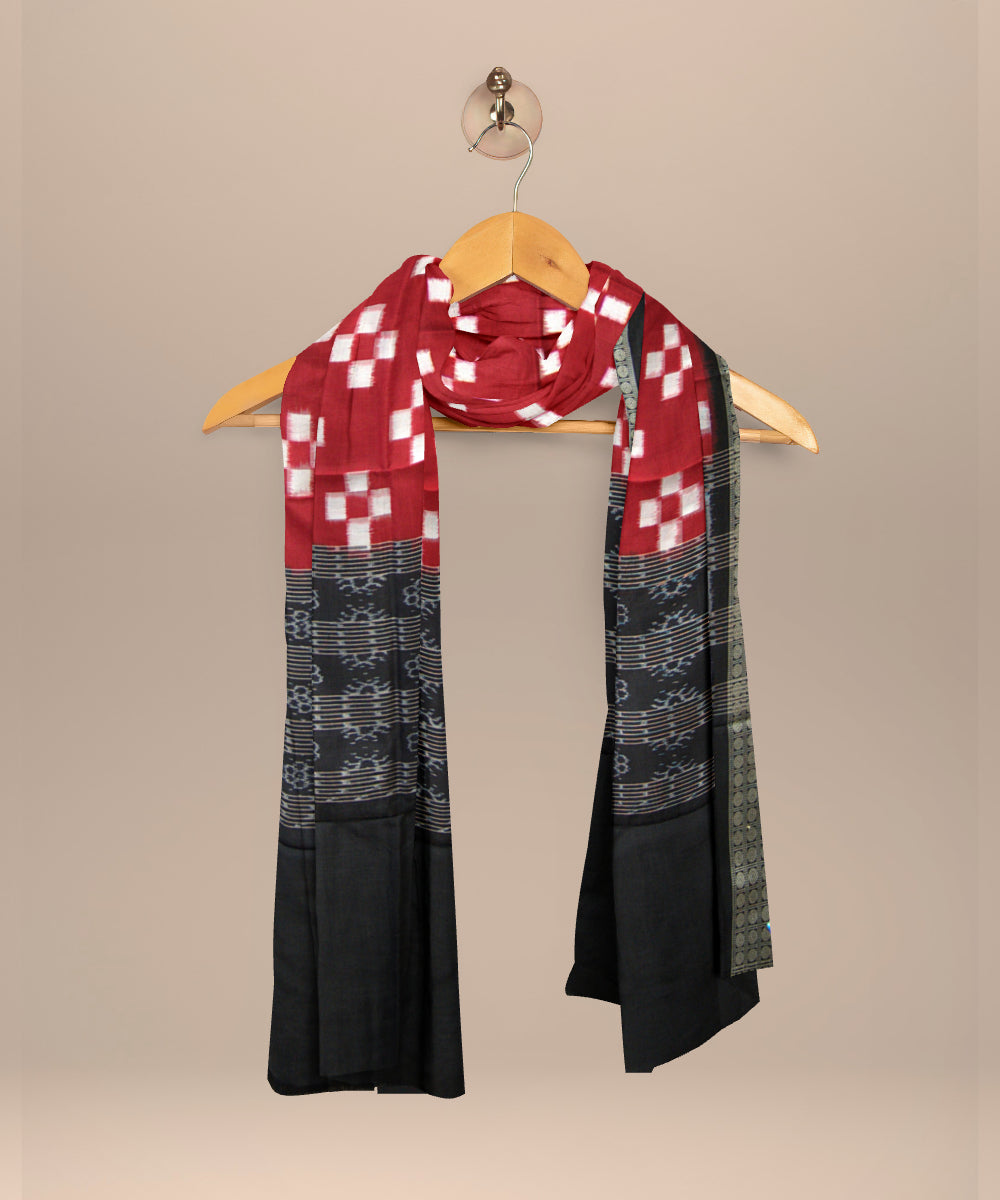 Red black silk handloom sambalpuri dupatta