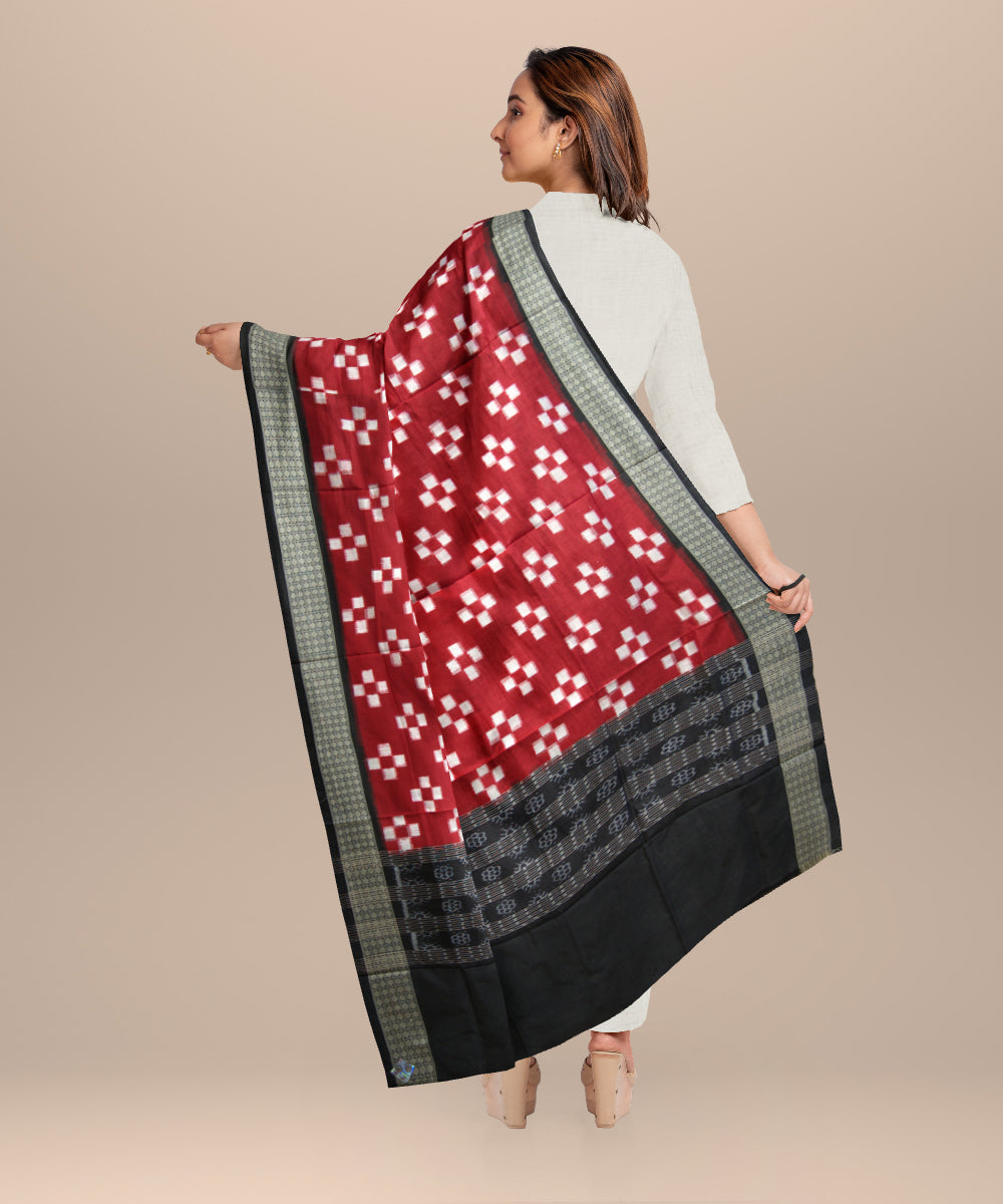 Red black silk handloom sambalpuri dupatta