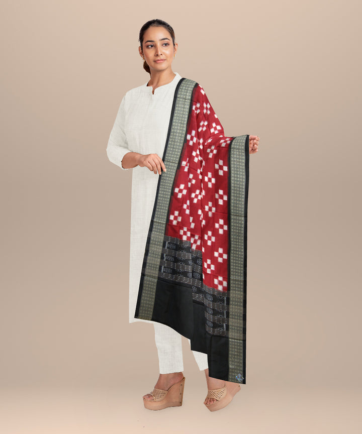 Red black silk handloom sambalpuri dupatta