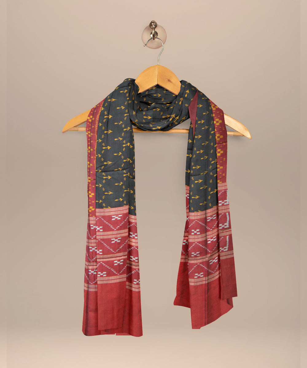 Black maroon silk handloom sambalpuri dupatta