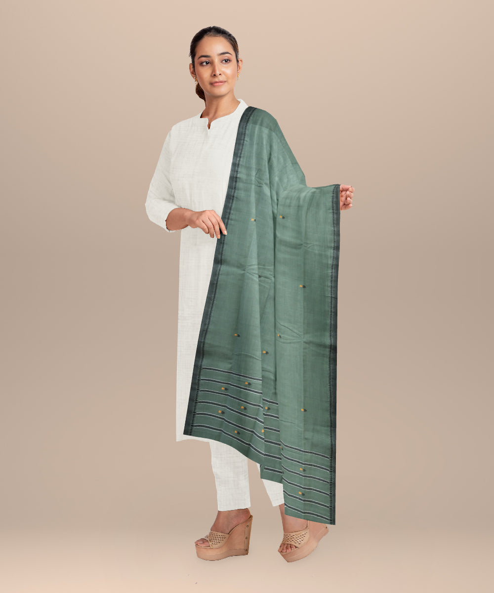 Grey black cotton handloom sonepur dupatta