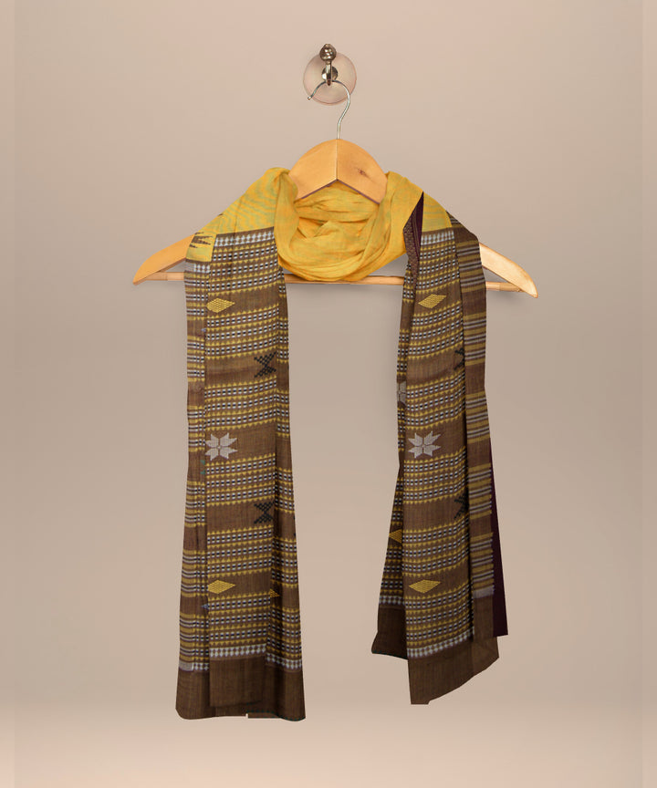 Mustard maroon cotton handloom sonepur dupatta