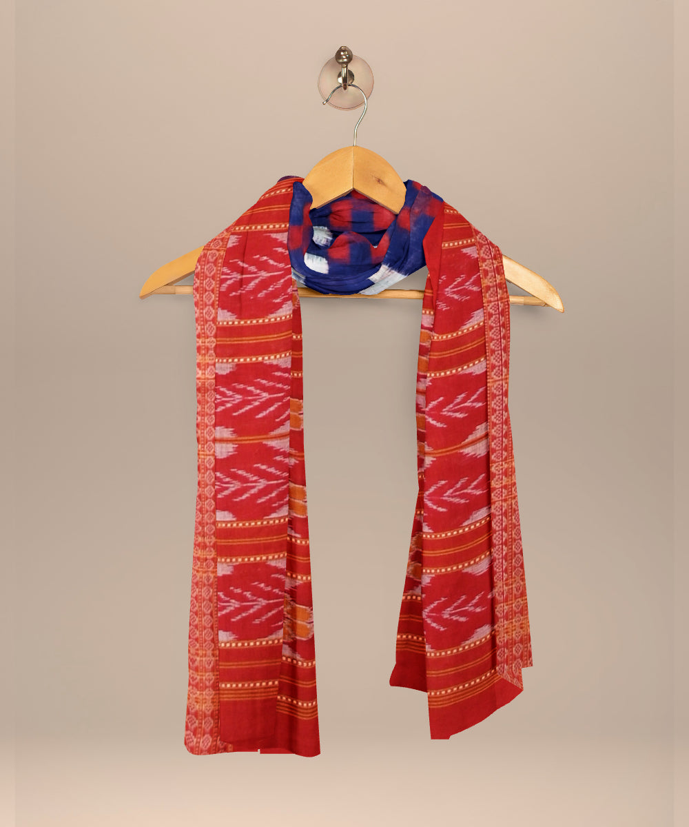 Navy blue dark red cotton handloom sambalpuri stole
