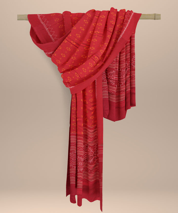 Red dark red cotton handloom sambalpuri dupatta