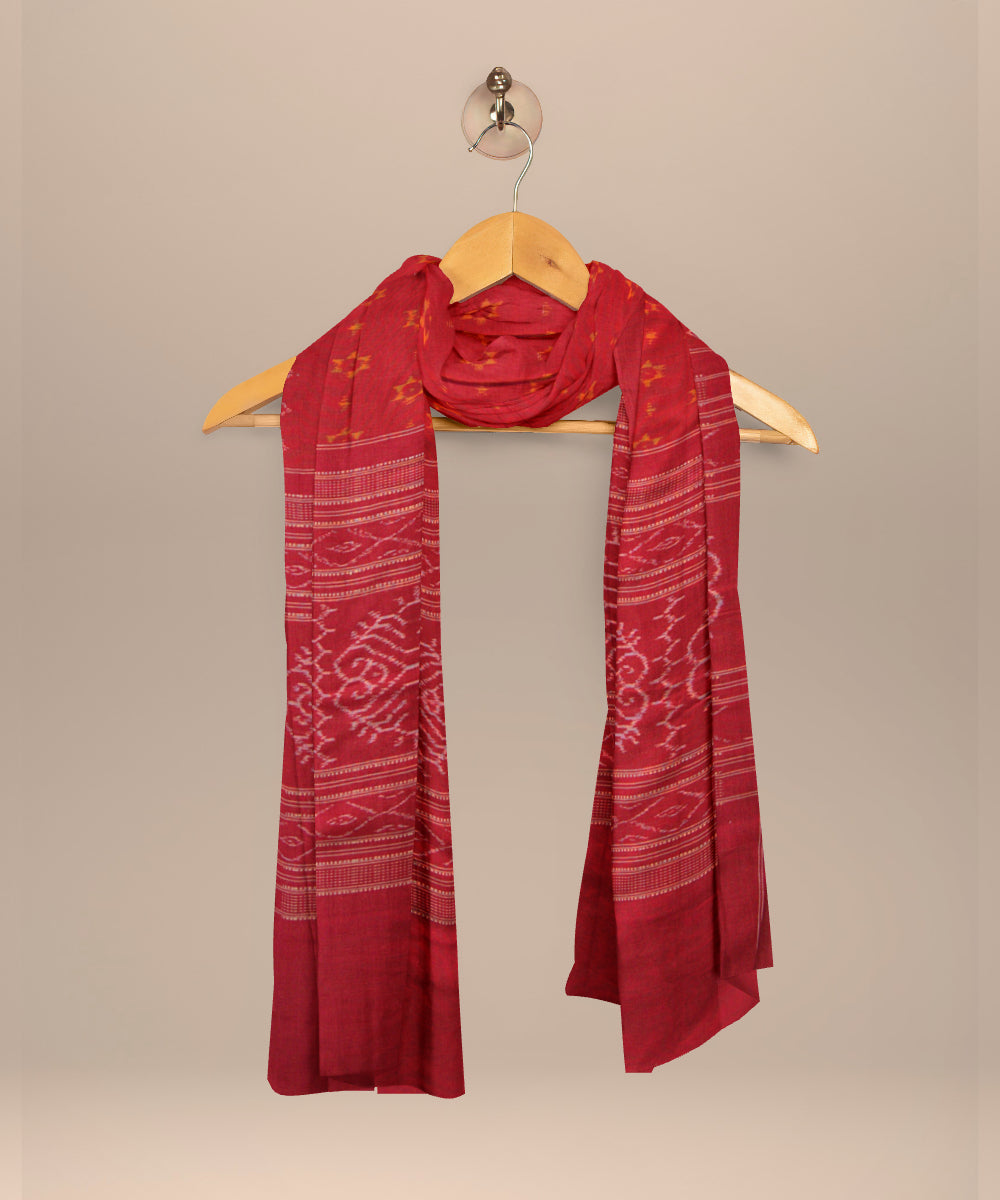 Red dark red cotton handloom sambalpuri dupatta