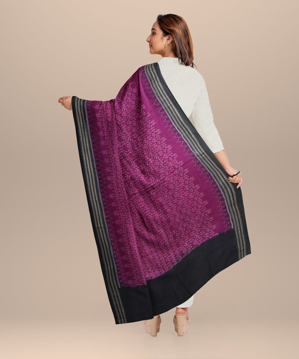 Purple black cotton handloom sambalpuri dupatta