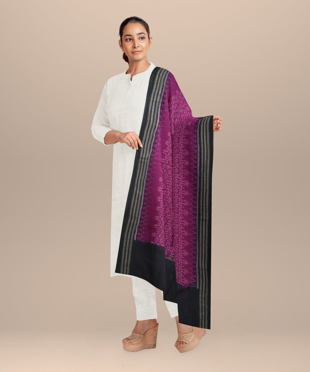 Purple black cotton handloom sambalpuri dupatta