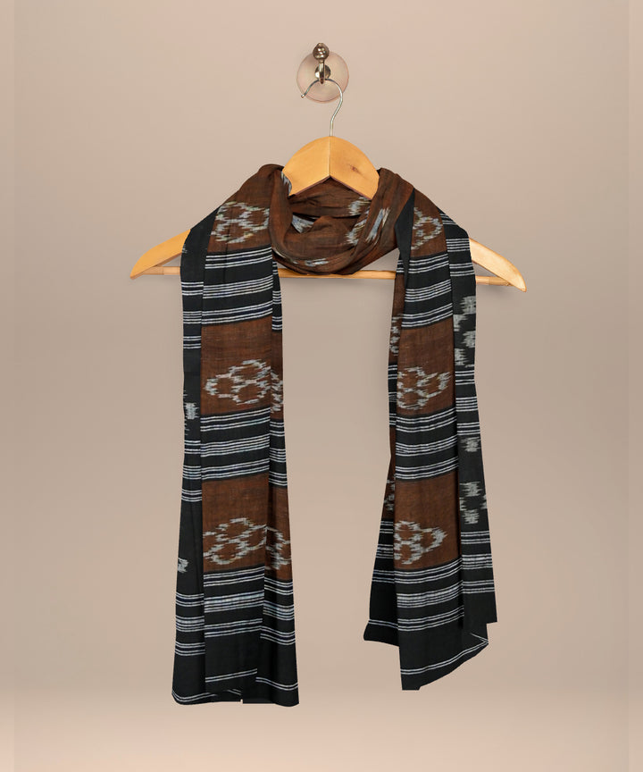 Brown black cotton handloom sambalpuri stole