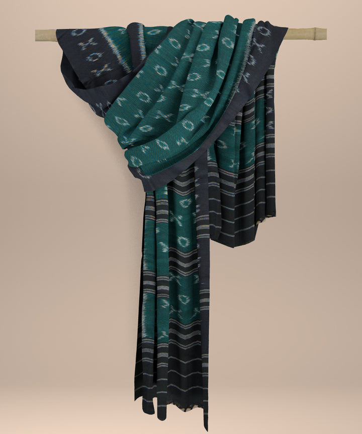 Dark green black cotton handloom sambalpuri stole