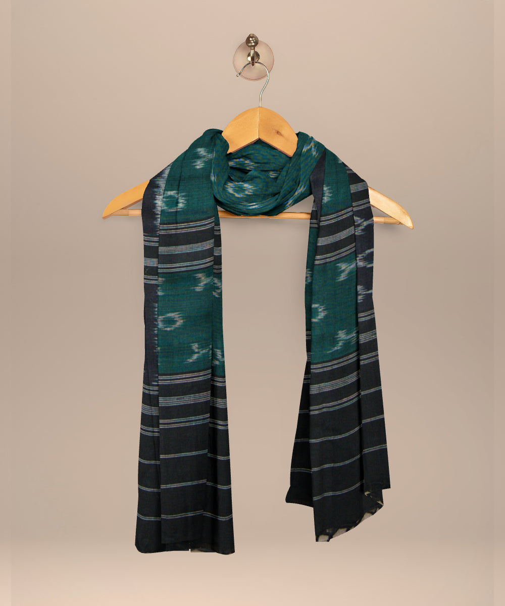 Dark green black cotton handloom sambalpuri stole