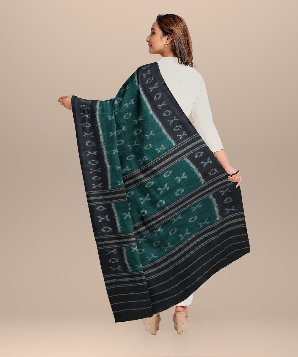 Dark green black cotton handloom sambalpuri stole