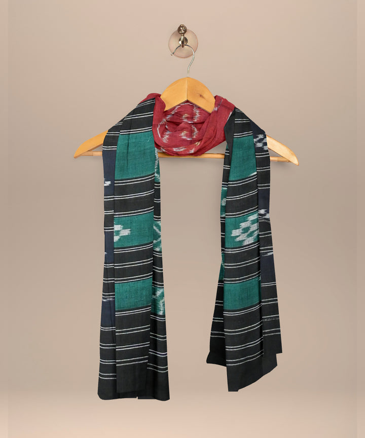 Maroon black handloom cotton sambalpuri stole