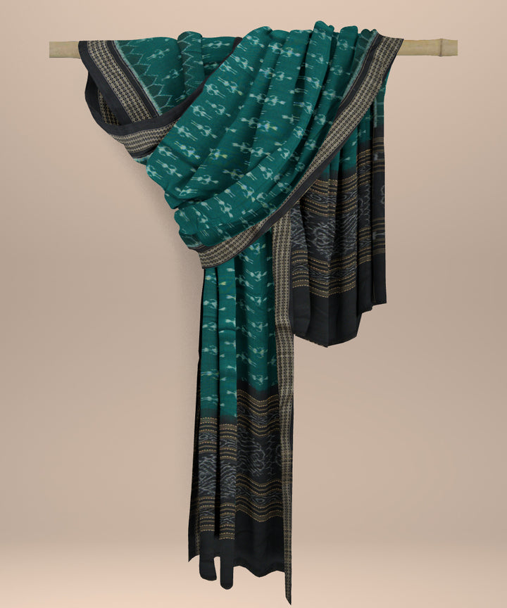 Dark green black cotton handloom sambalpuri dupatta