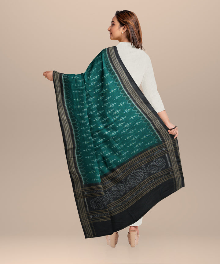 Dark green black cotton handloom sambalpuri dupatta