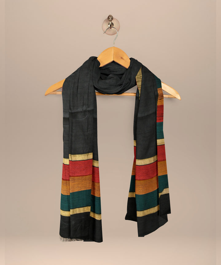Black multi colour tussar silk handloom sambalpuri dupatta