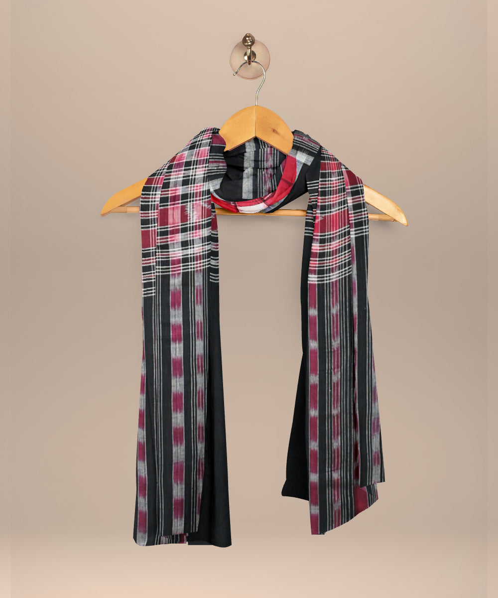 Maroon black cotton handloom sambalpuri stole