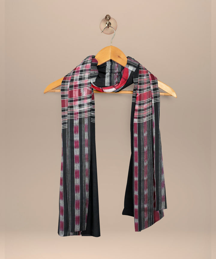 Maroon black cotton handloom sambalpuri stole