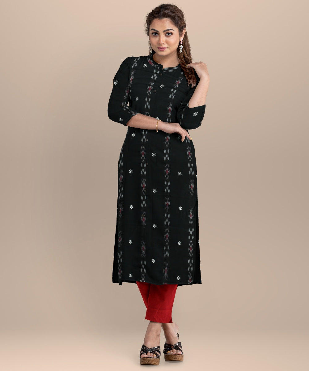 Black dark red handloom nuapatna cotton dress material