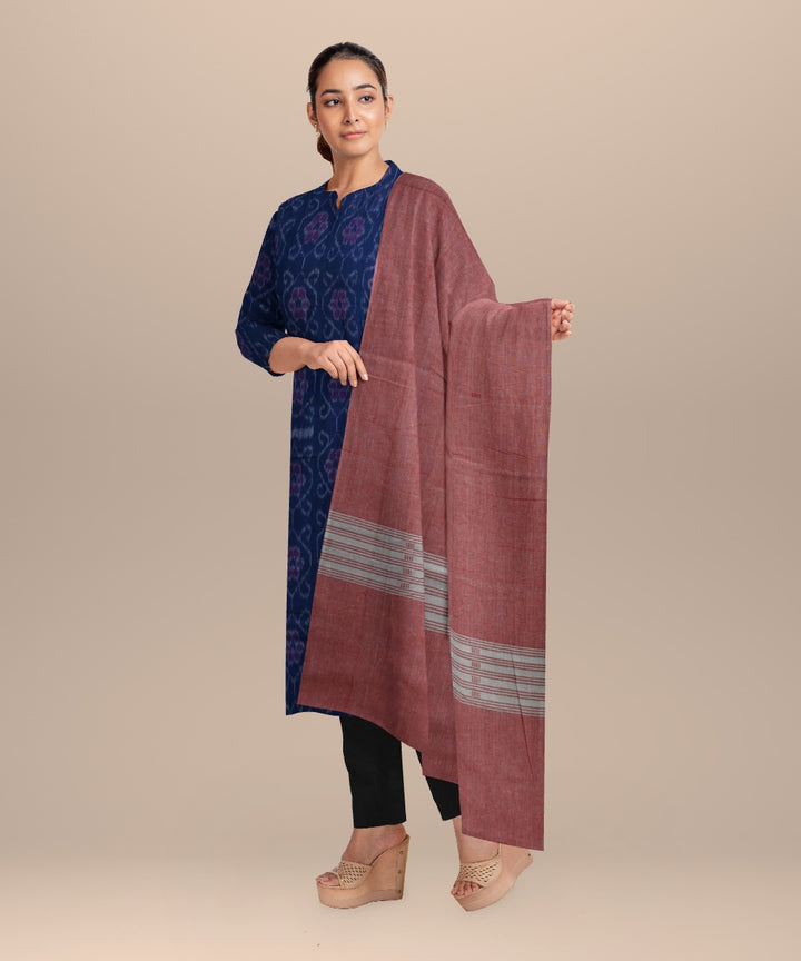 Navy blue burnt sienna cotton handloom nuapatna dress material