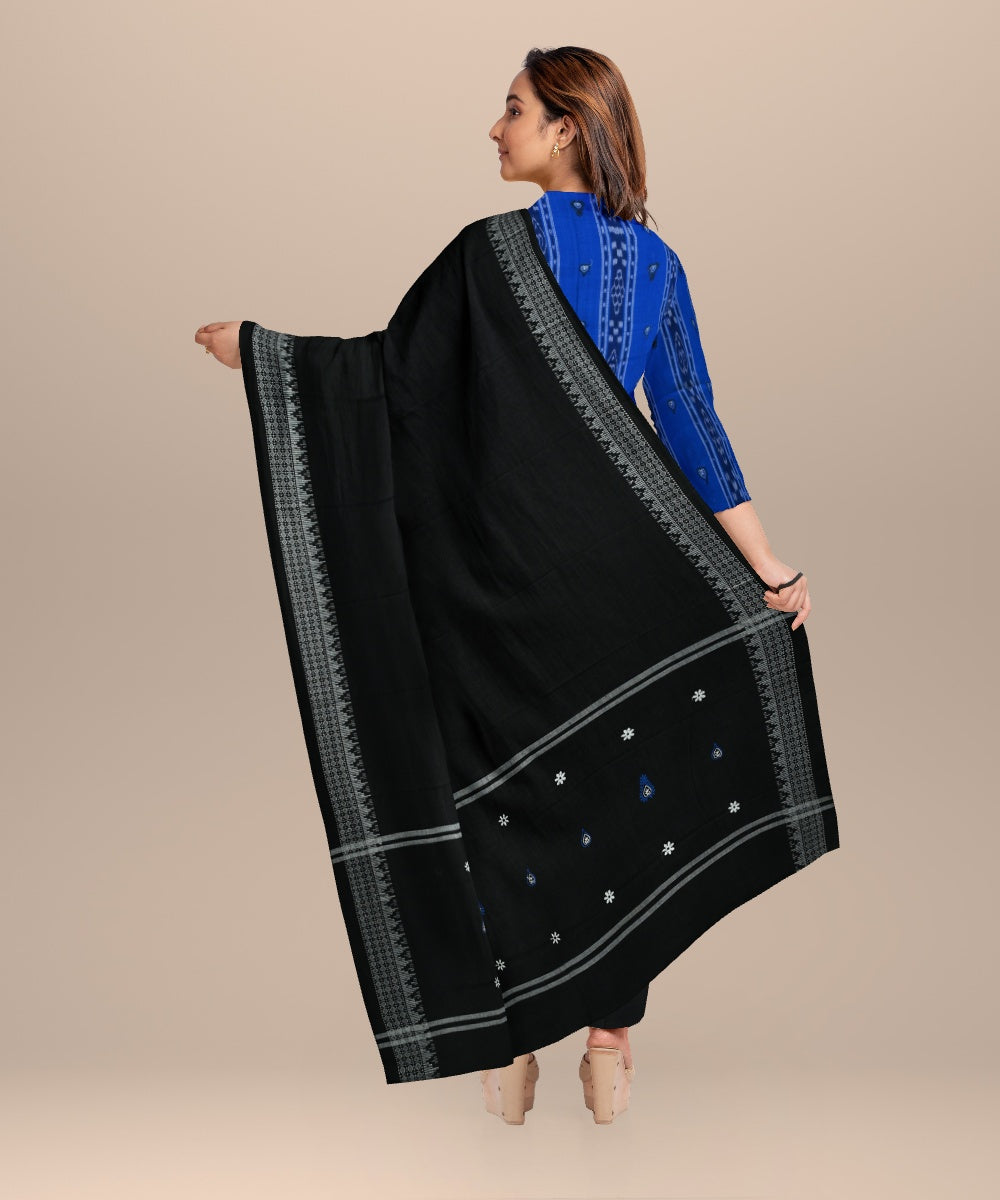 Navy blue black handloom cotton nuapatna dress material