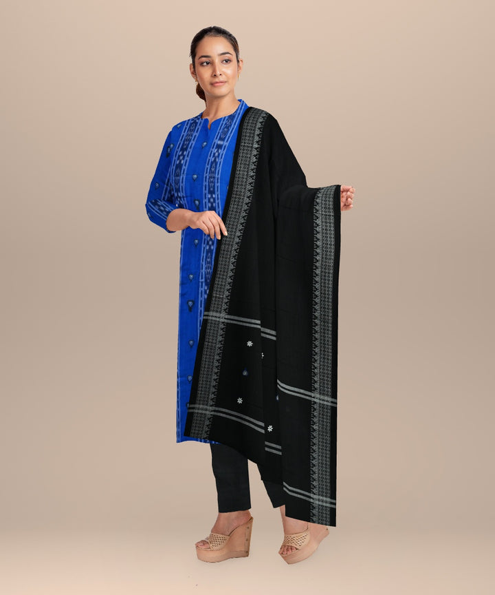 Navy blue black handloom cotton nuapatna dress material