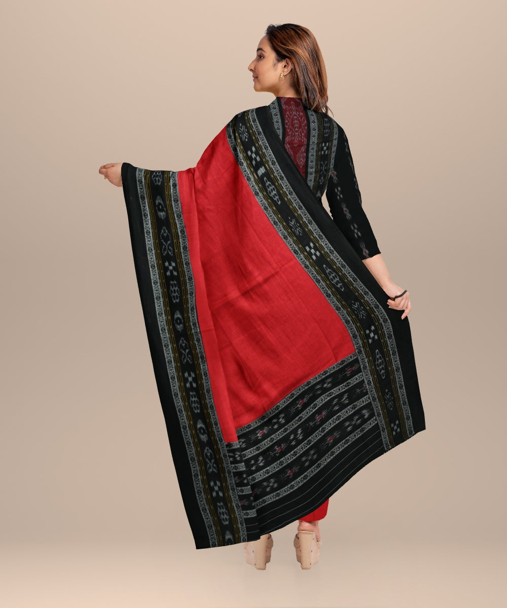 Black dark red cotton nuapatna handloom dress material