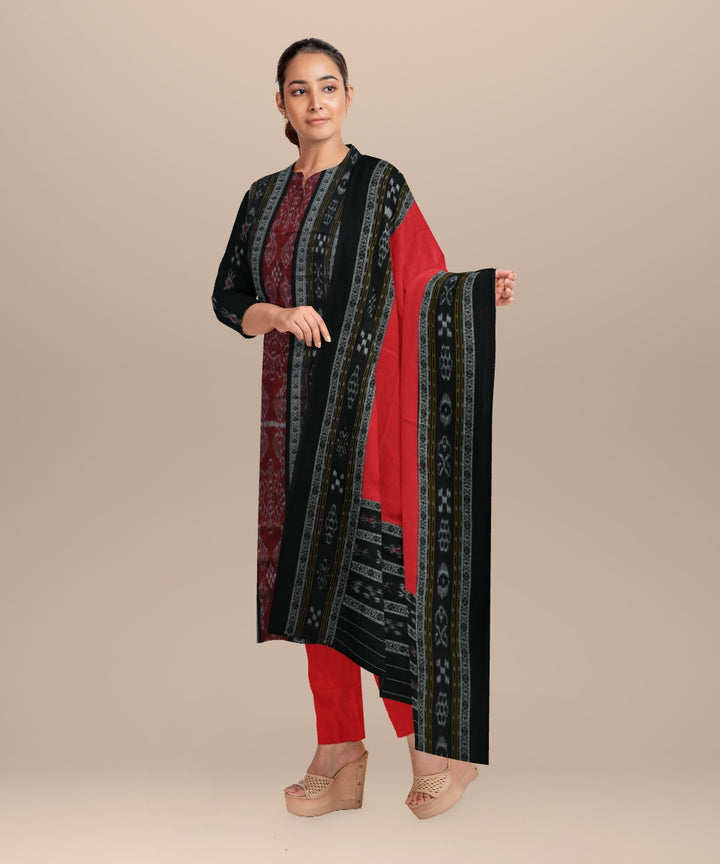 Black dark red cotton nuapatna handloom dress material