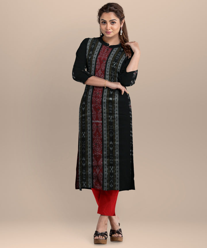 Black dark red cotton nuapatna handloom dress material