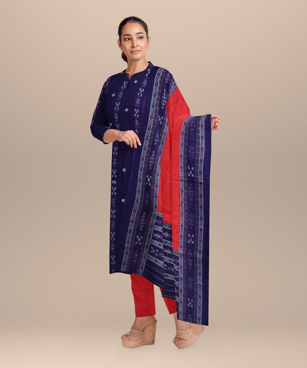 Purple dark red handloom nuapatna cotton dress material