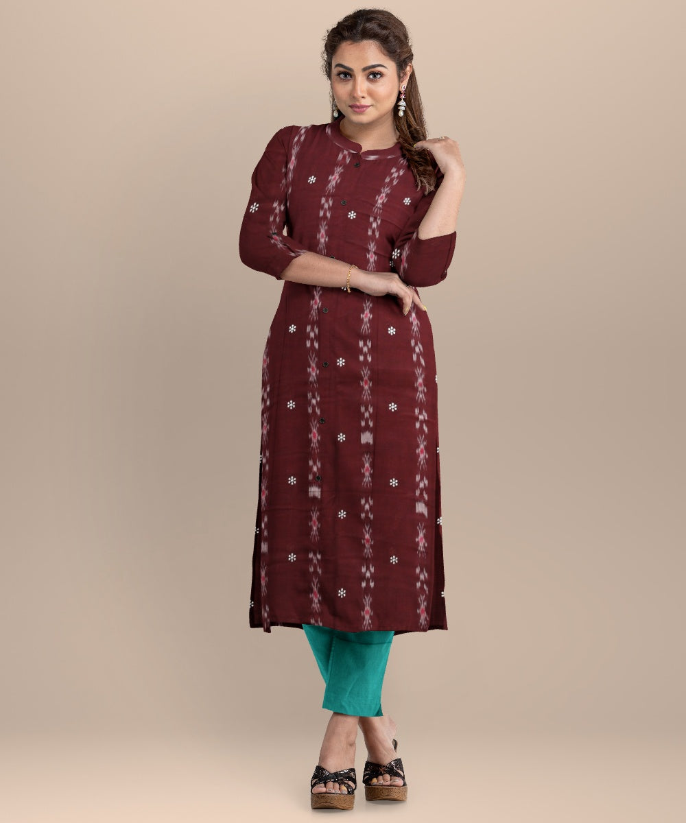 Maroon aqua handloom cotton nuapatna dress material