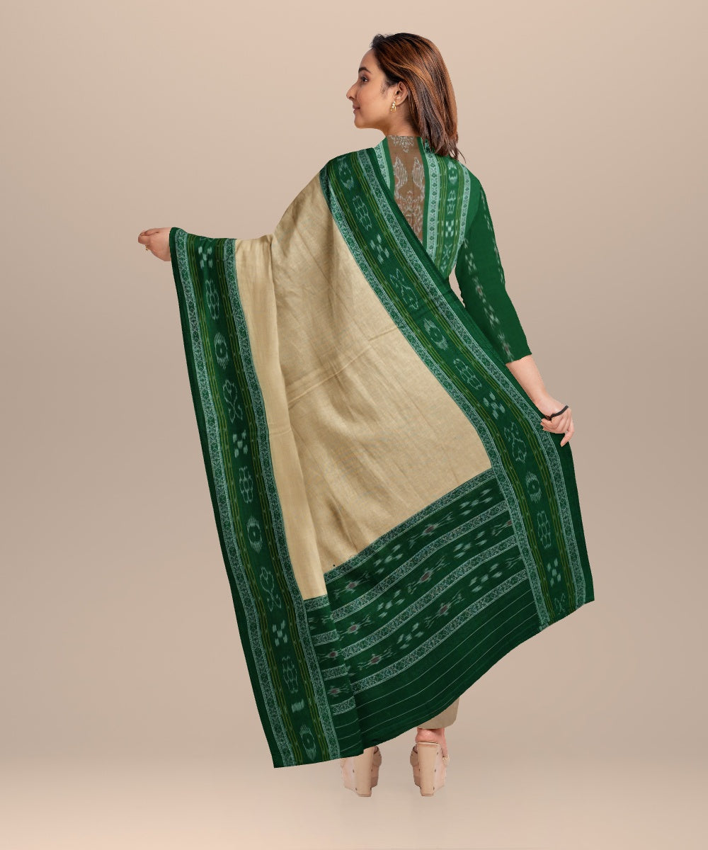 Dark green antique brass handloom cotton nuapatna dress material