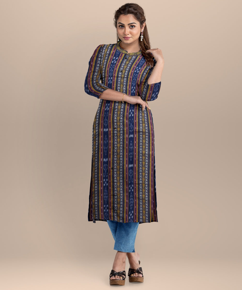 Cyan blue bright cerulean handloom cotton nuapatna dress material