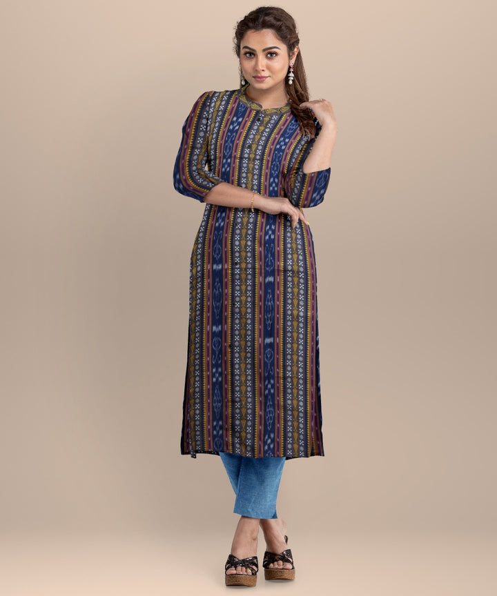 Cyan blue bright cerulean handloom cotton nuapatna dress material