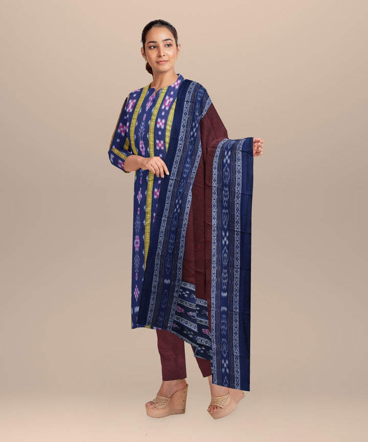 Cyan blue claret handloom cotton nuapatna dress material