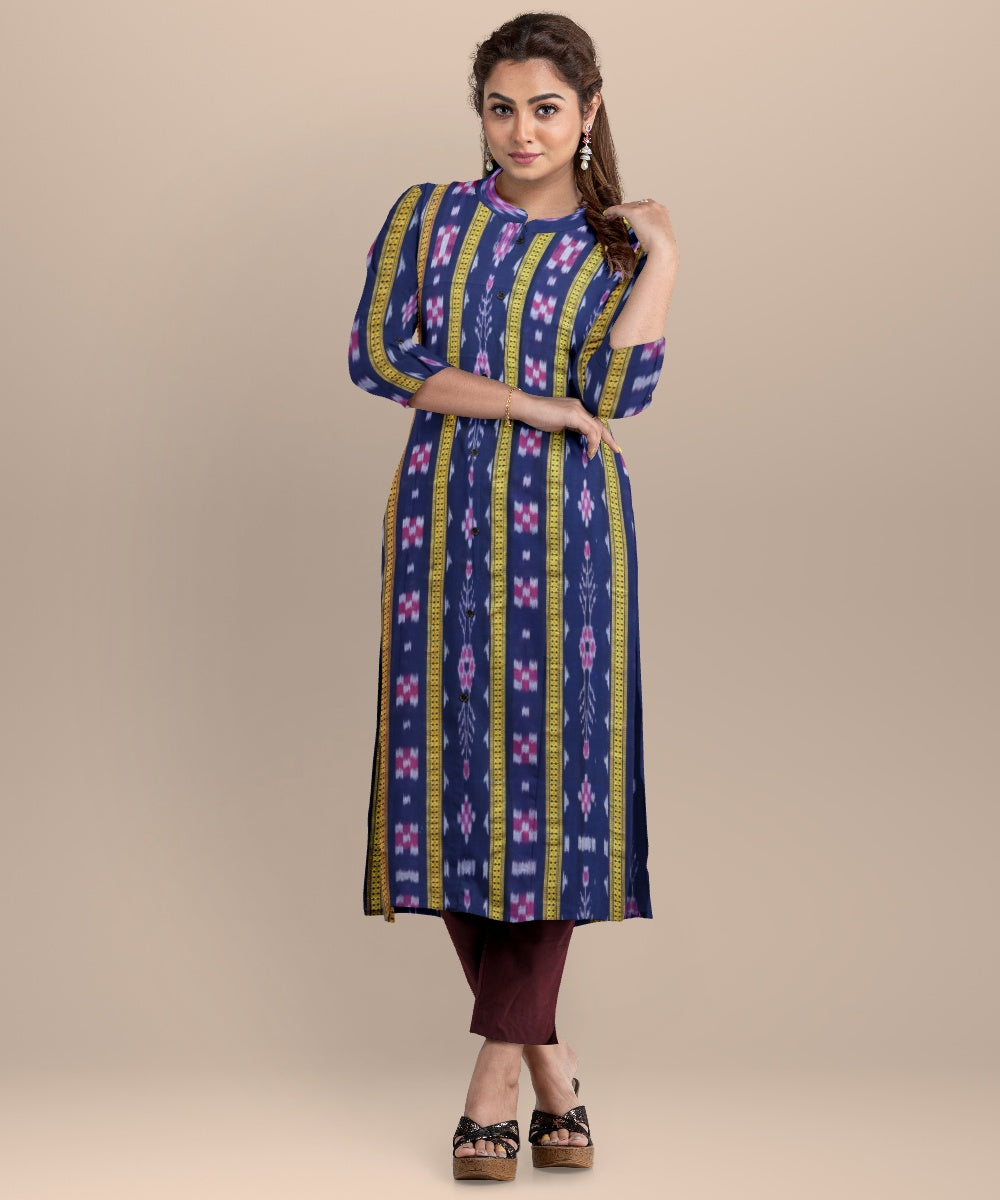 Cyan blue claret handloom cotton nuapatna dress material
