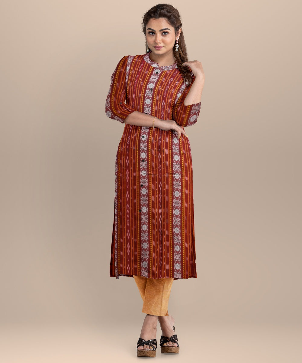 Maroon burly wood handloom cotton nuapatna dress material