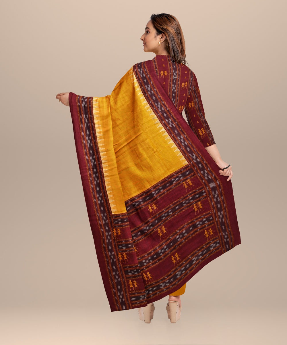 Maroon orange cotton handloom nuapatna dress material