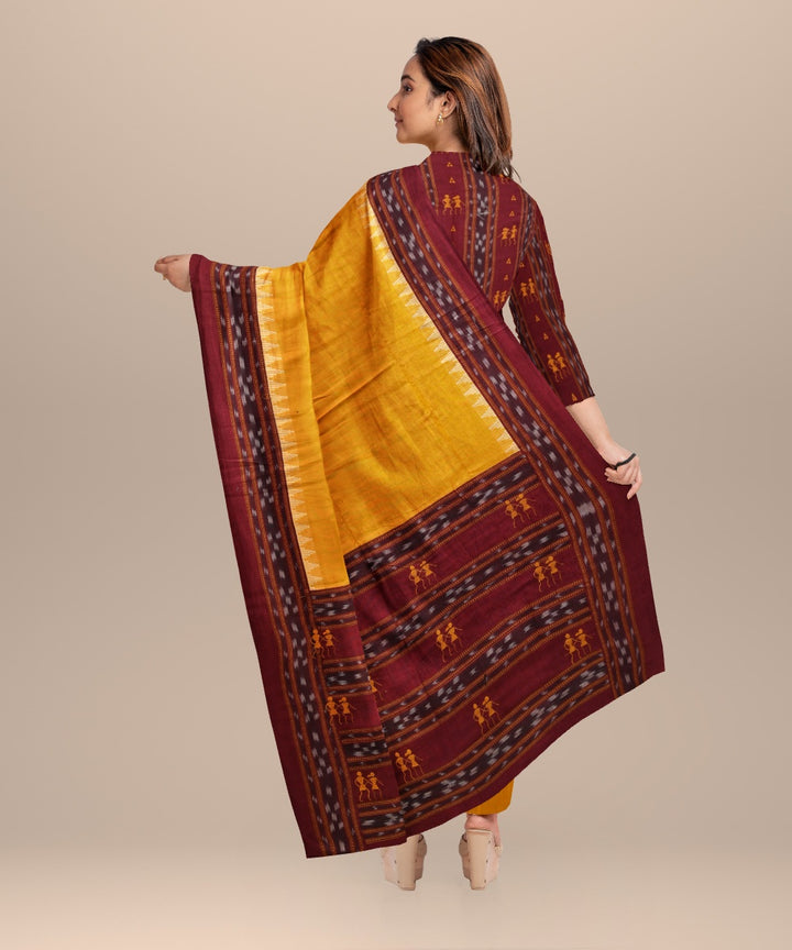 Maroon orange cotton handloom nuapatna dress material