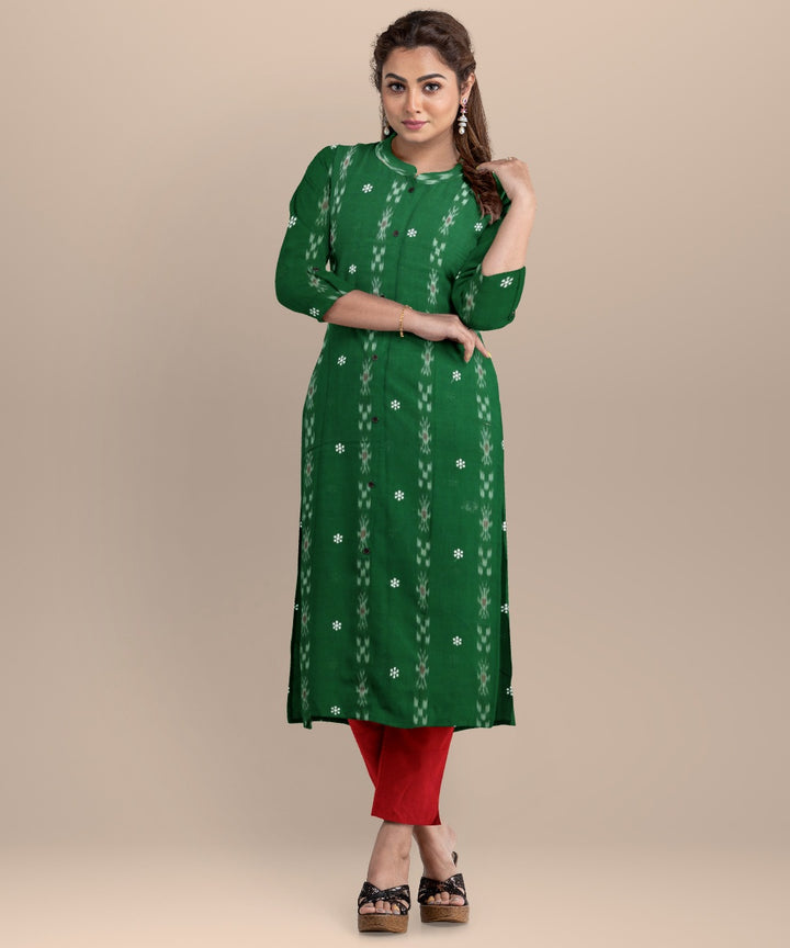 Dark green dark red handloom cotton nuapatna dress material