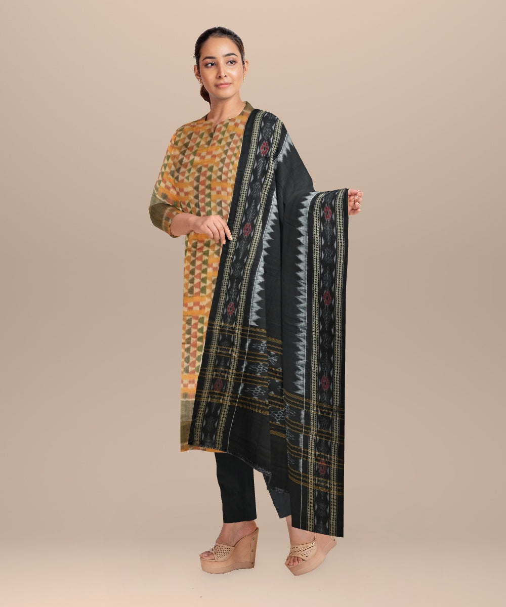 Multicolor black handloom cotton sambalpuri dress material
