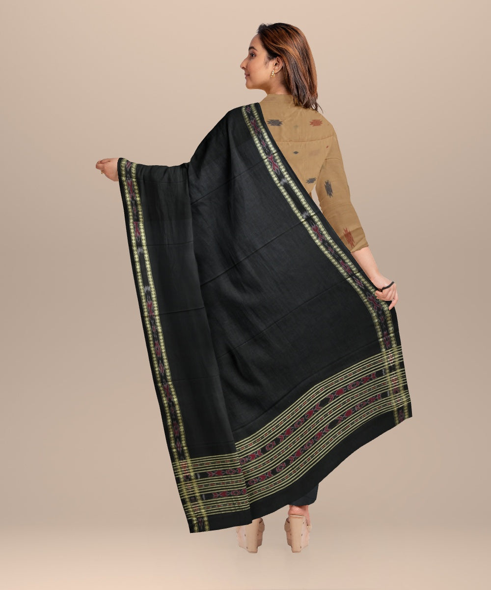 Cream black handloom cotton sonepur dress material