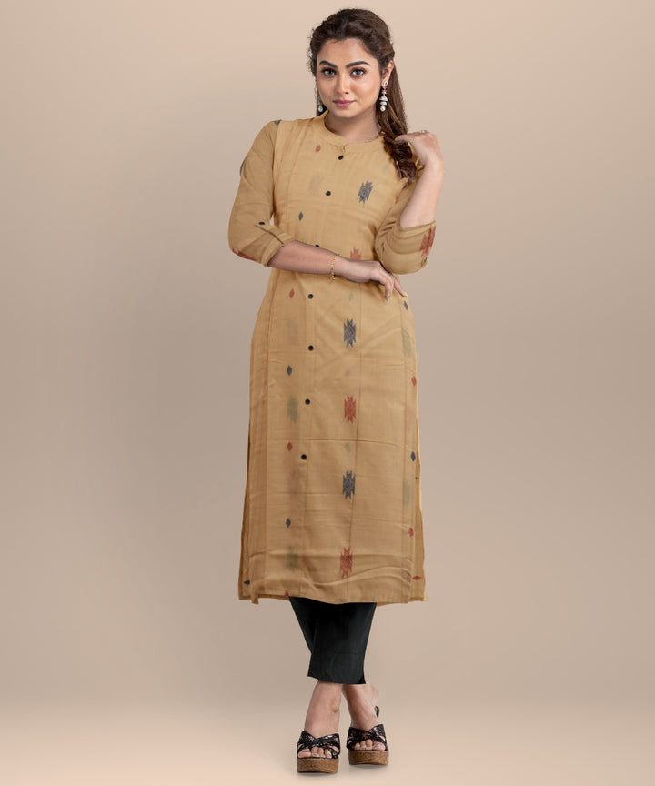 Cream black handloom cotton sonepur dress material